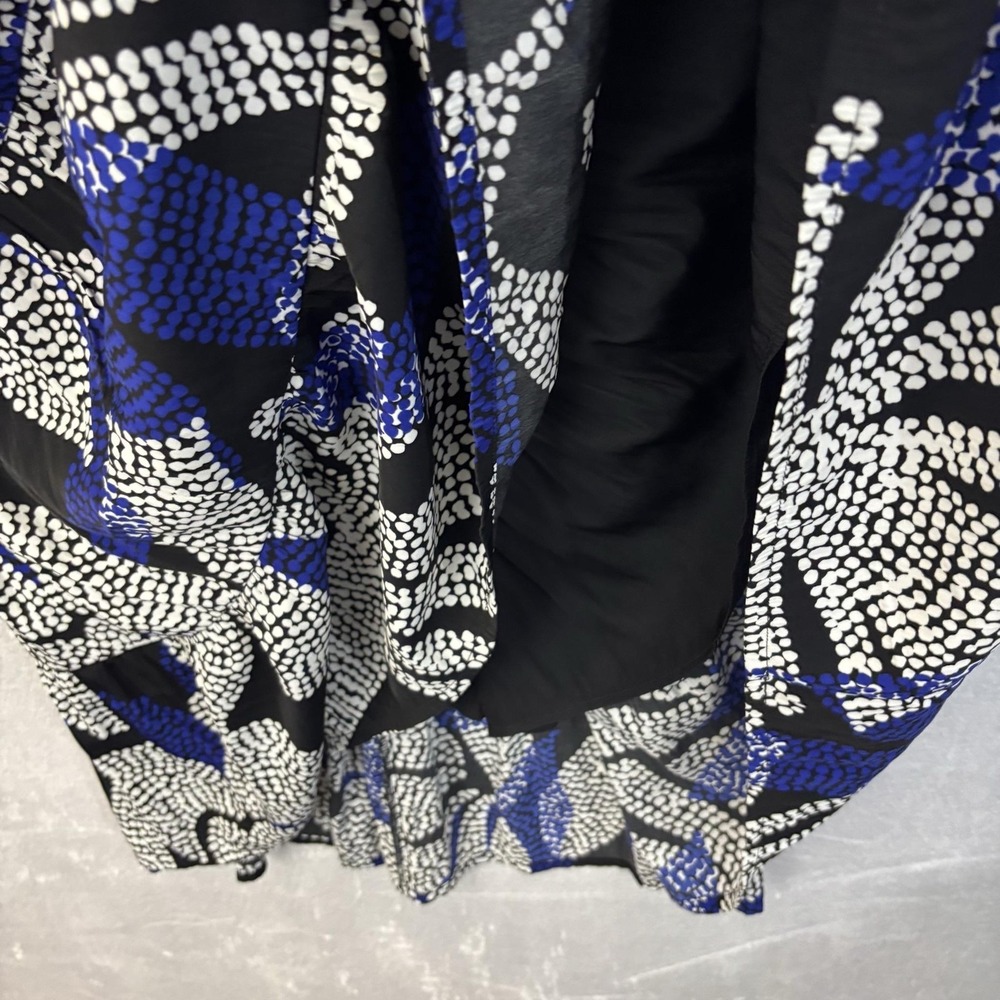 Chico's 3 Flutter Sleeve Maxi Fit Flare Dress Womens 16 Black Blue Floral Lined - Picture 8 of 15